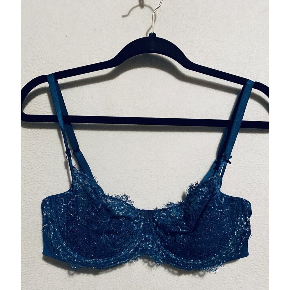 Victorias Secret Bra Womens 36D Teal Blue Dream Angel Push Up No Padding